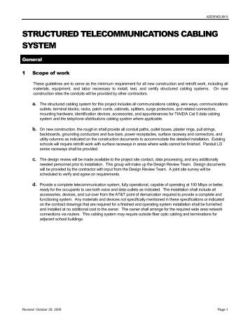 Structured Telecommunications Cabling System - Santa Rosa ...