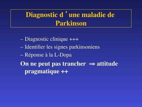 Diagnostic d 'une maladie de Parkinson