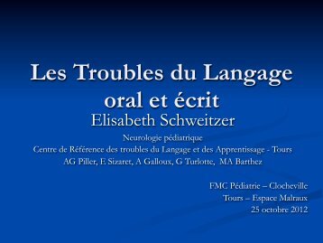 Les troubles du langage oral