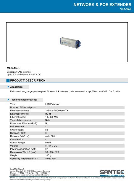 Data sheet (pdf) - Santec-video.de