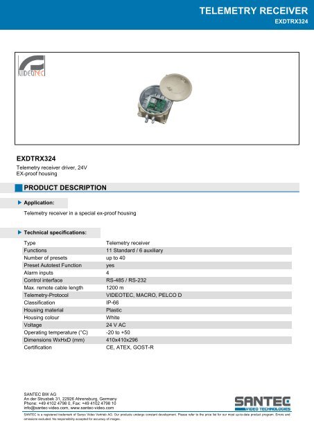 Data sheet (pdf) - Santec-video.de