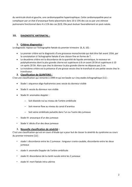 le syndrome transfuseur transfuse : physiopathologie, diagnostic et ...