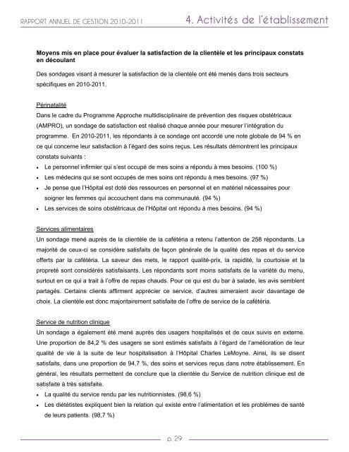 Rapport annuel de gestion de l'HÃ´pital Charles ... - SantÃ© MontÃ©rÃ©gie