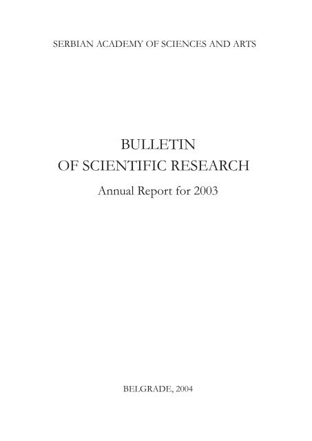 BULLETIN OF SCIENTIFIC RESEARCH