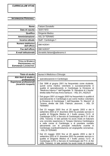 CURRICULUM VITAE - ASL Teramo