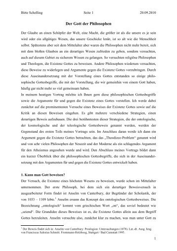 Vortrag: Der Gott der Philosophen (pdf) - Sapere Aude Philosophie