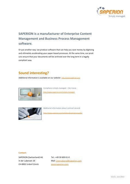 4 a closer look at saperion ecm contract records - Saperion AG