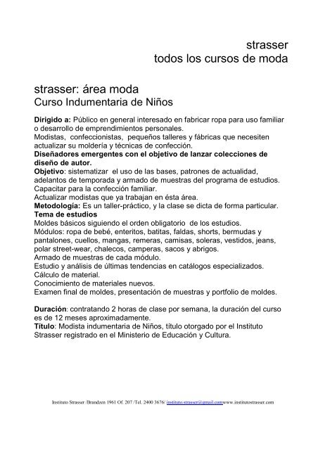 Strasser CatÃ¡logo de Cursos 2013 - Instituto Strasser