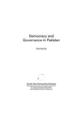 Democracy and Governance - South Asia Partnership Pakistan