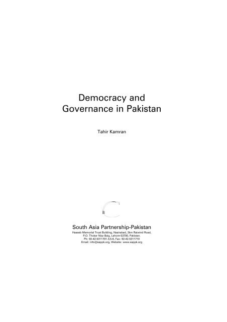 democracy and governance south asia partnership pakistan
