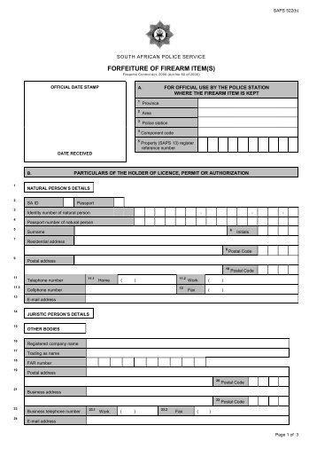 FORFEITURE OF FIREARM ITEM(S) - Saps