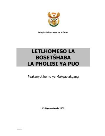 LETLHOMESO LA BOSETÅ HABA LA PHOLISI YA PUO - Saps