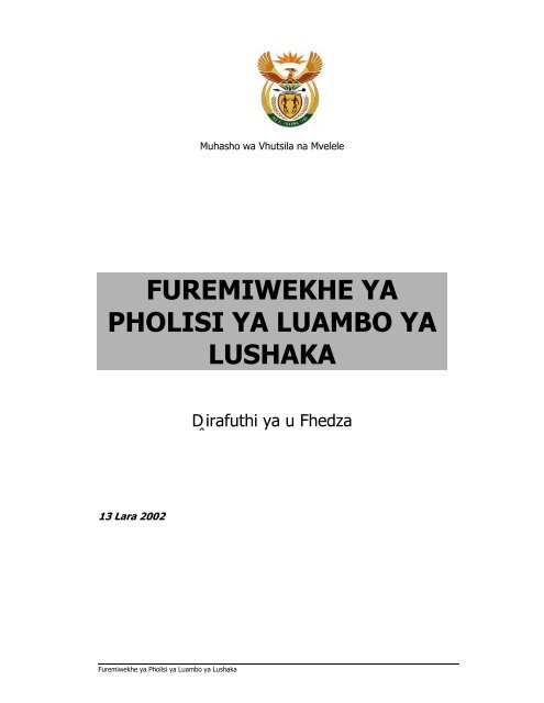 FUREMIWEKHE YA PHOLISI YA LUAMBO YA LUSHAKA - Saps