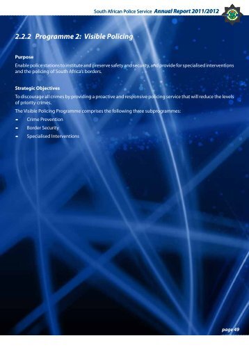 2.2.2 Programme 2: Visible Policing - Saps