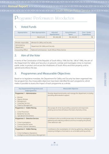 Programme Performance: Introduction - Saps