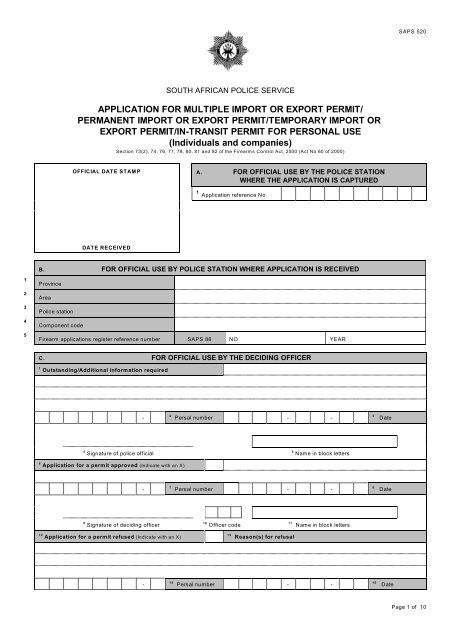 application for multiple import or export permit - Saps