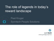 The role of legends in today's reward landscape - Peet Kruger, RP ...