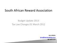 Budget Update 2013 - Tax Law Changes 01 March 2012: Jerry Botha