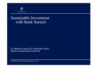 Sustainable Investment with Bank Sarasin - Sarasin & Partners