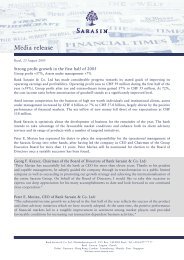 Media release - Bank Sarasin-Alpen