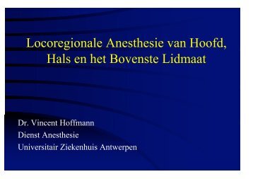 Specifieke technieken van regionale anesthesie van de bovenste ...