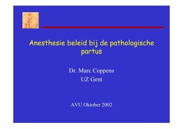 Anesthesie beleid bij de pathologische partus