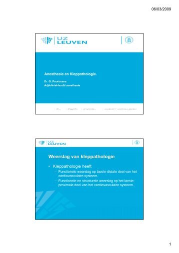 Anesthesie en kleppathologie