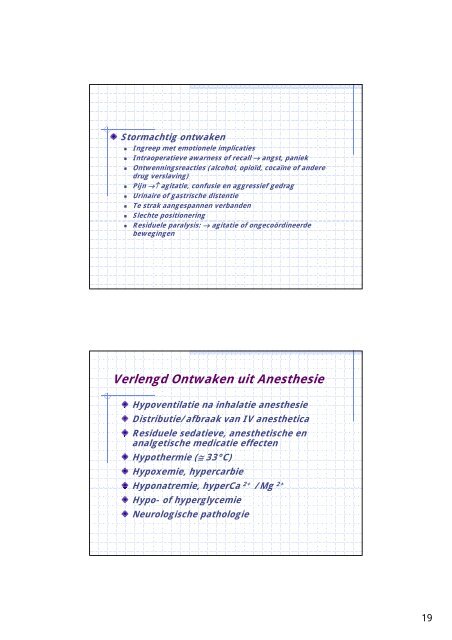 Postoperatieve complicaties, exclusief respiratoire