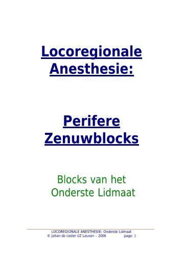 Specifieke technieken van regionale anesthesie van de onderste ...