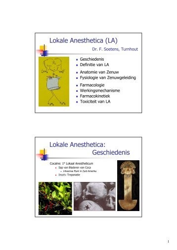 Lokale Anesthetica (LA) Lokale Anesthetica: Geschiedenis