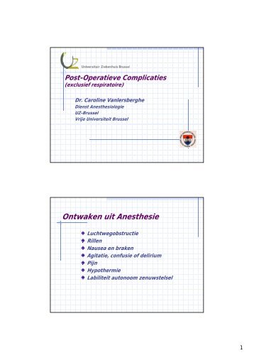 Postoperatieve complicaties, exclusief respiratoire