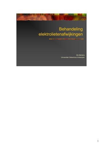 Behandeling elektrolietenafwijkingen