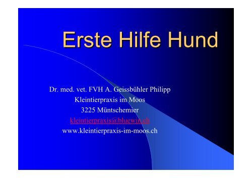 Dr. med. vet. FVH A. GeissbÃ¼hler Philipp Kleintierpraxis im ... - Sardog