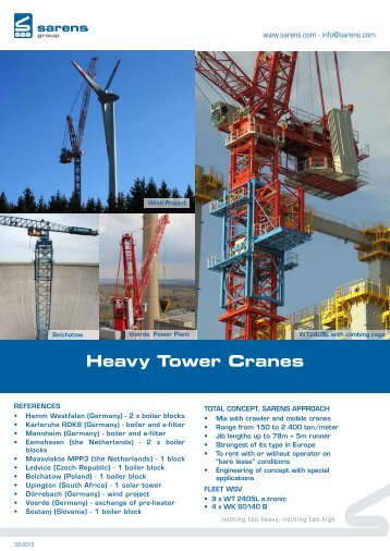 Leaflet Tower Cranes - Sarens
