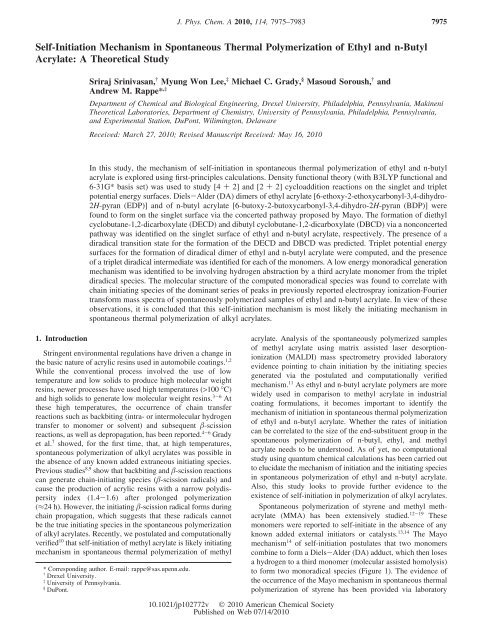 Self-Initiation Mechanism in Spontaneous Thermal Polymerization of ...