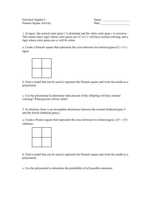 Punnett Squares and Binomials