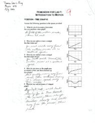 HOMEWORK FOR LAB 1: INTRODUCTION TO MOTION