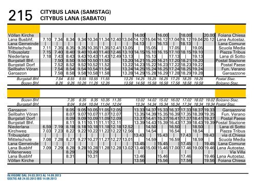 215 CITYBUS LANA (MONTAG-FREITAG) CITYBUS LANA ... - sasa