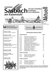 Altersjubilare Dezember 2009 - Sasbach am Kaiserstuhl