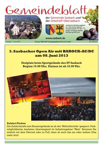 3. Sasbacher Open Air mit BAROCK-AC/DC am 08. Juni 2013