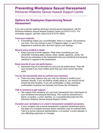 Options for Employees Experiencing Sexual Harassment