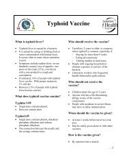 Typhoid Vaccine - Saskatoon Health Region