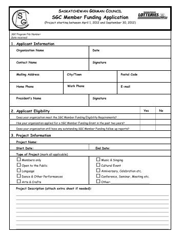 2012/2013 Member Funding Application Form 1st Half