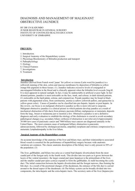 MANAGEMENT OF MALIGNANT OBSTRUCTIVE JAUNDICE - SASSiT