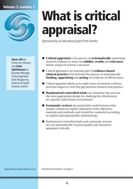 What is critical appraisal - SASSiT