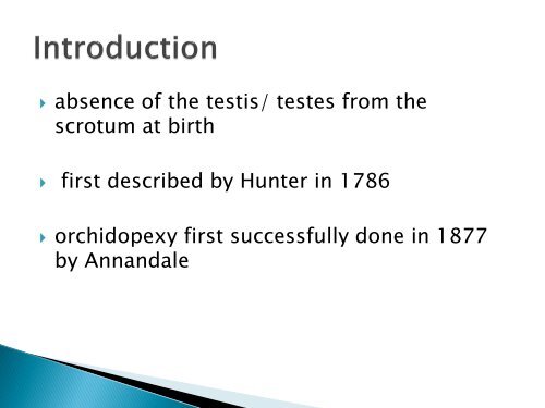 Management and classification of Undescended Testis - SASSiT