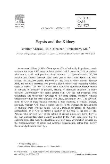 sepsis and the kidney.pdf - SASSiT