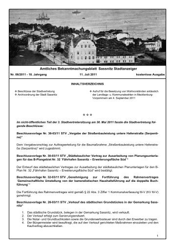 Stadtanzeiger Nr. 06/2011 - Sassnitz