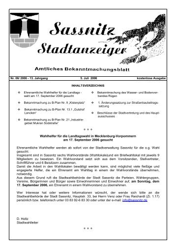 Stadtanzeiger Nr. 06/2006 - Sassnitz