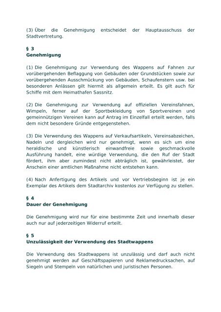 Richtlinie über die Verwendung des Stadtwappens und ... - Sassnitz